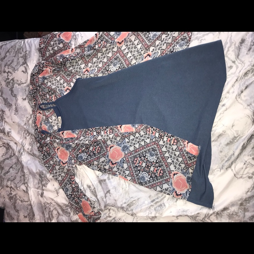 Blue dress with floral cover up